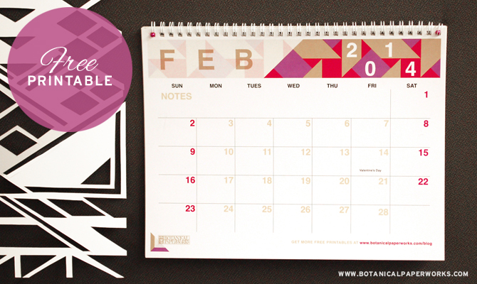free printable calendar 2014