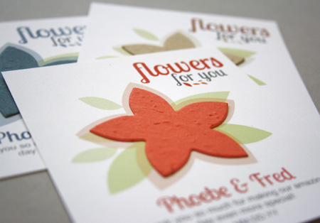 The Modern Flower Plantable Seed Paper Favor is shown with tangerine 