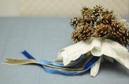DIY Pinecone Wedding Bouquet as seen on Once Wed This unique approach to 