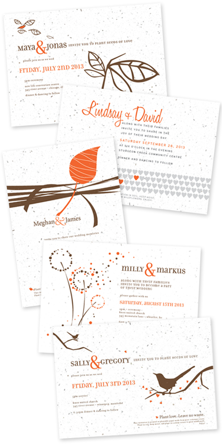 tangerine plantable wedding invitations