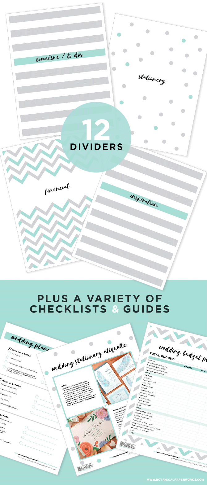 {free printables} NEW Wedding Planning Binder Download With Extra Pages | Blog | Botanical PaperWorks