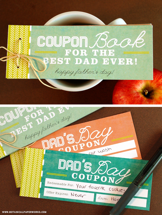 Free Printable Father S Day Coupon Book Blog Botanical Paperworks